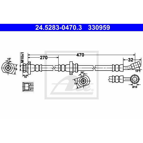 Слика на црево за кочница ATE 24.5283-0470.3 за Nissan Pulsar Hatchback (N15) 2.0 GTi - 143 коњи бензин