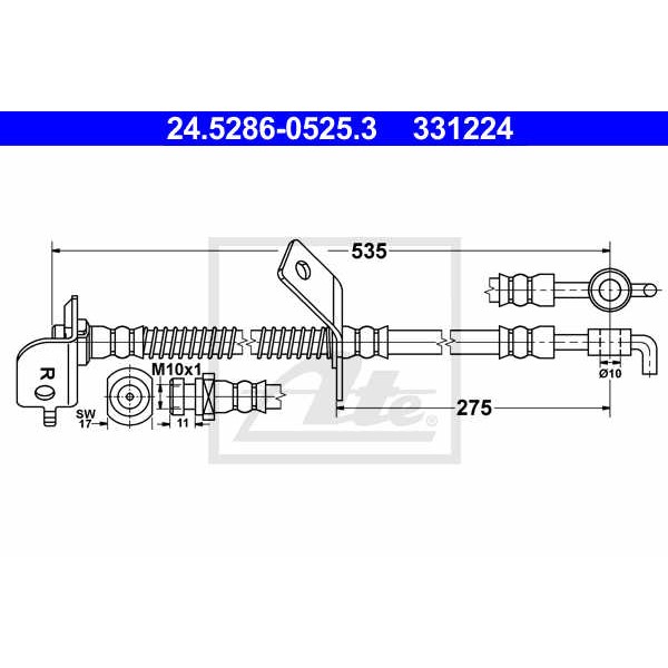 Слика на црево за кочница ATE 24.5286-0525.3 за Hyundai i30 1.6 CRDi - 128 коњи дизел