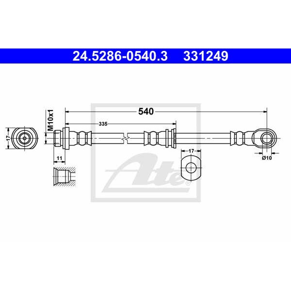 Слика на црево за кочница ATE 24.5286-0540.3 за Mitsubishi Montero 4 (V80,V90) 3.2 DI-D 4x4 - 190 коњи дизел