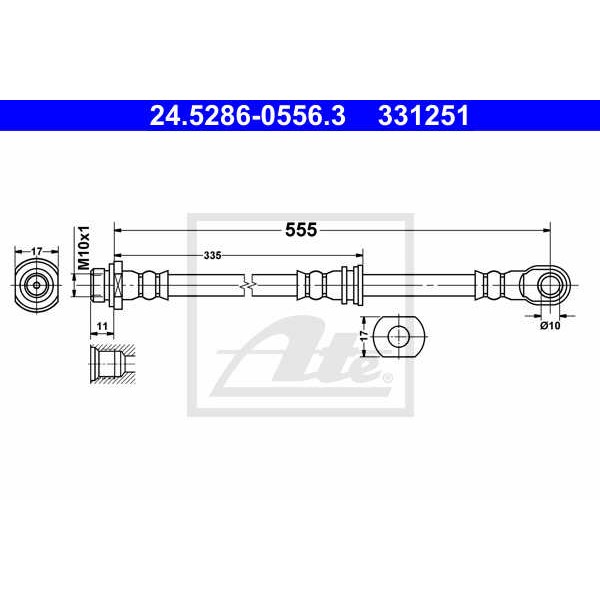 Слика на црево за кочница ATE 24.5286-0556.3 за Mitsubishi Montero Box (V90,V80) 3.2 TD 4x4 - 200 коњи дизел