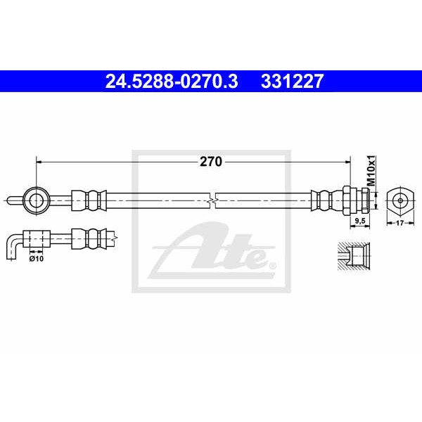 Слика на црево за кочница ATE 24.5288-0270.3 за Mazda 6 Saloon (GG) 1.8 - 120 коњи бензин