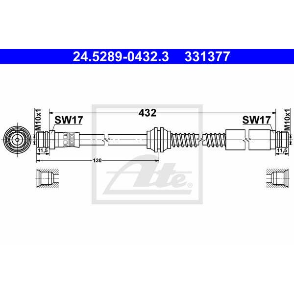 Слика на црево за кочница ATE 24.5289-0432.3 за VW Caddy 4 Estate (SAB, SAJ) 2.0 TDI 4motion - 110 коњи дизел