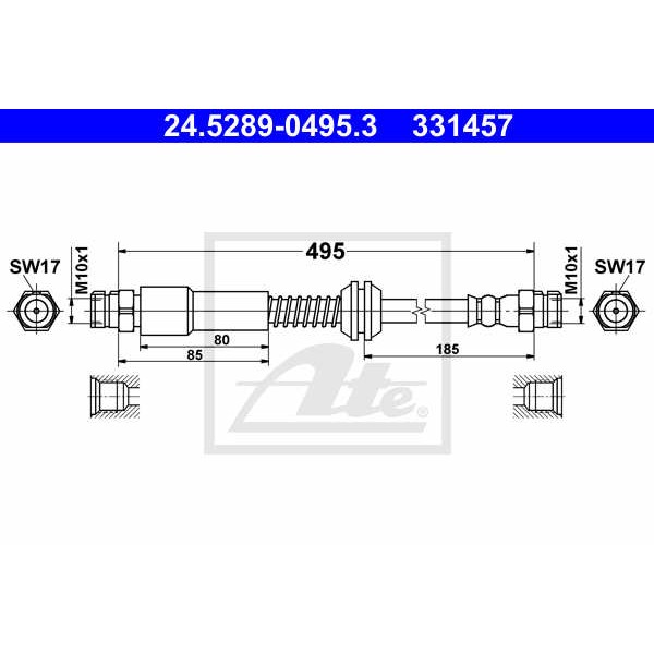 Слика на црево за кочница ATE 24.5289-0495.3 за VW Caddy 3 Box 1.4 16V - 80 коњи бензин