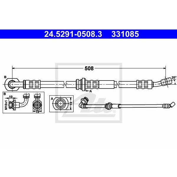 Слика на црево за кочница ATE 24.5291-0508.3 за Suzuki Jimny (FJ) 1.3 16V 4WD - 80 коњи бензин