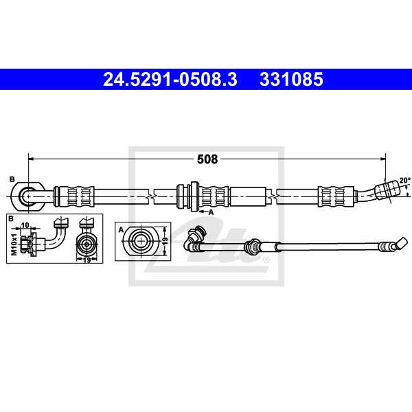 Слика на црево за кочница ATE 24.5291-0508.3 за Suzuki Jimny (FJ) 1.5 DDiS 4x4 - 86 коњи дизел