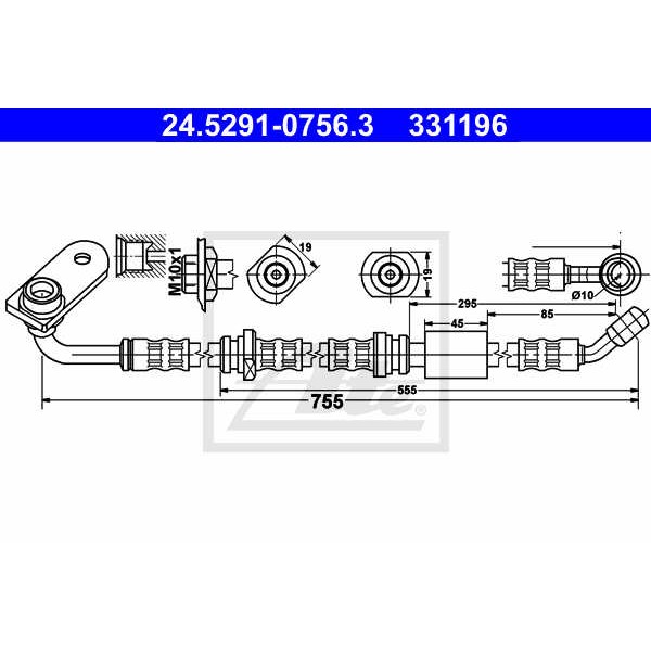 Слика на црево за кочница ATE 24.5291-0756.3 за Suzuki Grand Vitara (FT,GT) 2.0 HDI 110 - 109 коњи дизел