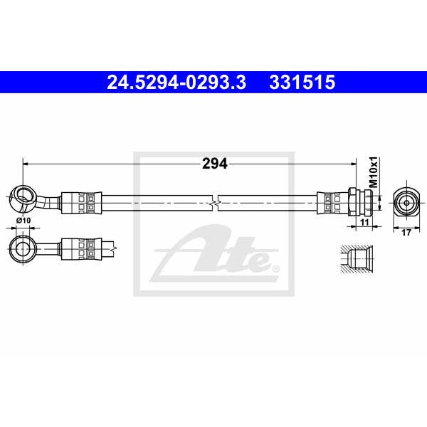 Слика на црево за кочница ATE 24.5294-0293.3 за Hyundai i30 1.6 CRDi - 90 коњи дизел