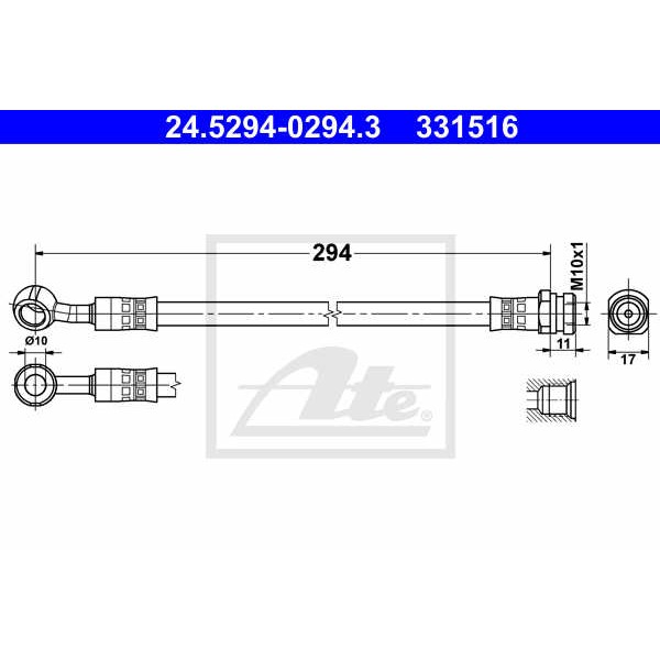 Слика на црево за кочница ATE 24.5294-0294.3 за Hyundai i30 CW 1.4 - 105 коњи бензин