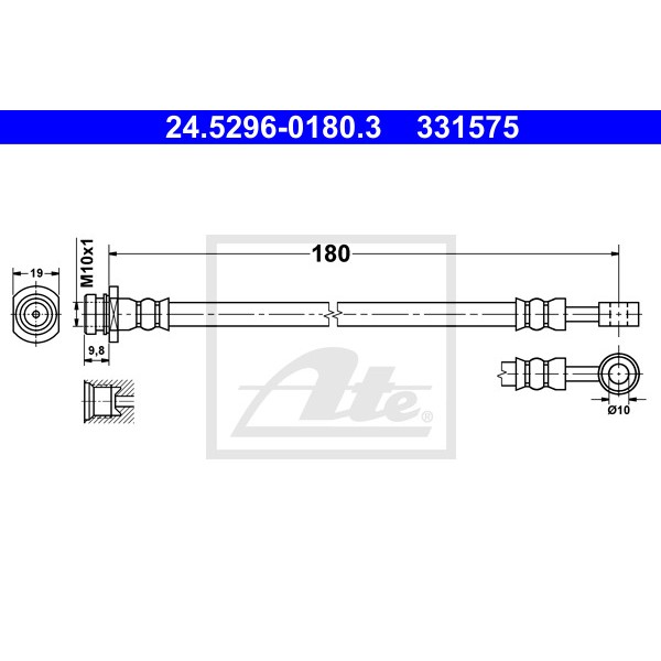 Слика на црево за кочница ATE 24.5296-0180.3 за Suzuki Swift 4 (MZ,EZ) 1.2 - 90 коњи бензин