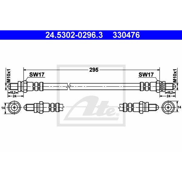 Слика на црево за кочница ATE 24.5302-0296.3 за Ford Granada MK 3 (gae,gge) 2.9 i - 145 коњи бензин