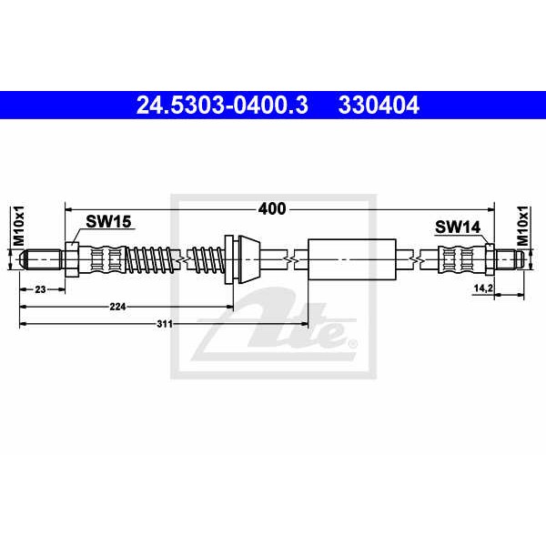 Слика на црево за кочница ATE 24.5303-0400.3 за Ford Fiesta MK 3 (gfj) 1.4 - 75 коњи бензин