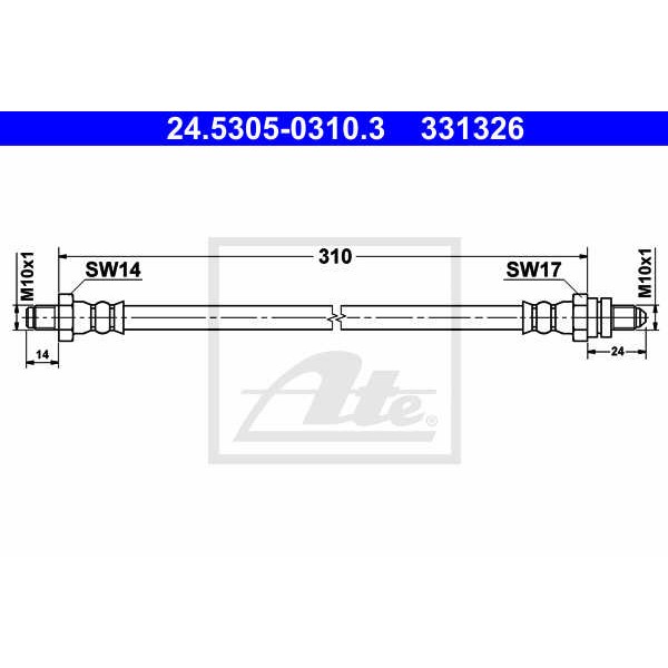 Слика на црево за кочница ATE 24.5305-0310.3 за Ford Sierra Estate (BNG) 2.0 i - 100 коњи бензин