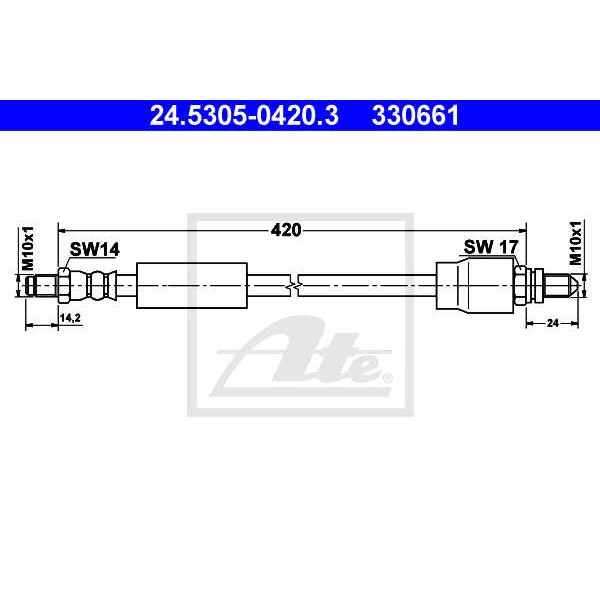 Слика на црево за кочница ATE 24.5305-0420.3 за Ford Escort 7 Saloon (gal,afl) 1.8 TD - 90 коњи дизел