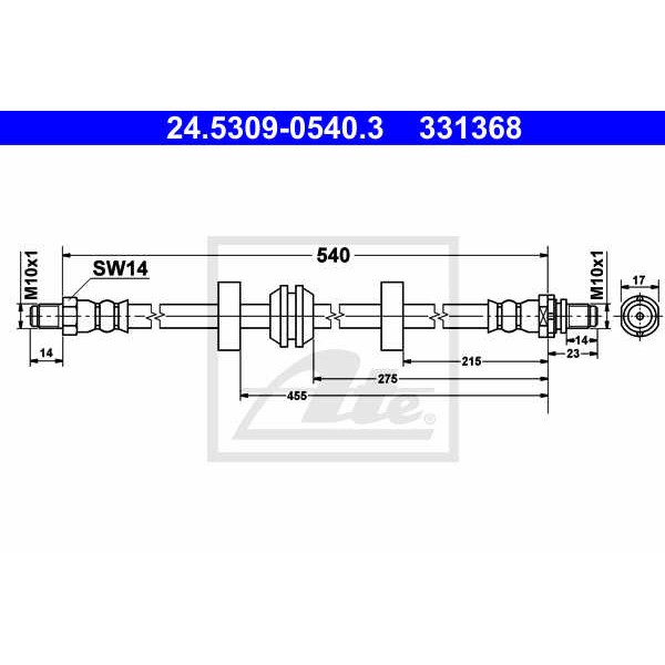 Слика на црево за кочница ATE 24.5309-0540.3 за Ford Mondeo 1 Saloon (GBP) 1.8 TD - 88 коњи дизел