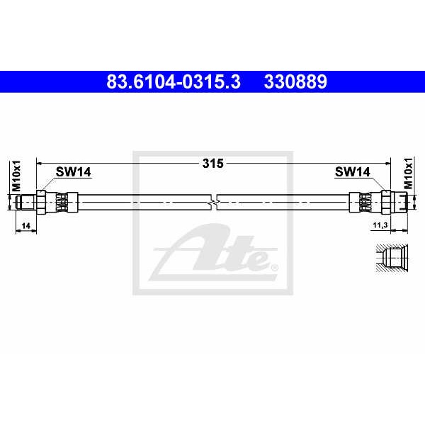 Слика на црево за кочница ATE 83.6104-0315.3 за BMW 5 Touring E61 535 d - 286 коњи дизел