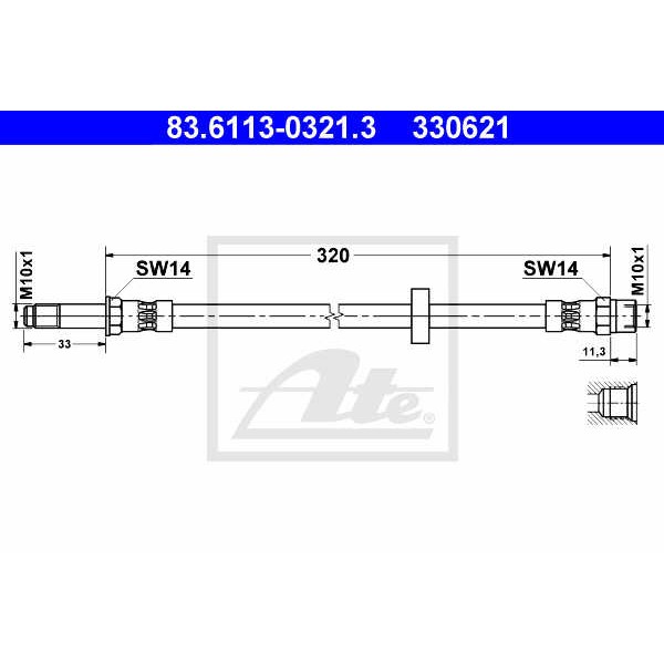 Слика на црево за кочница ATE 83.6113-0321.3 за Volvo S80 Saloon (TS,XY) 2.4 - 140 коњи бензин