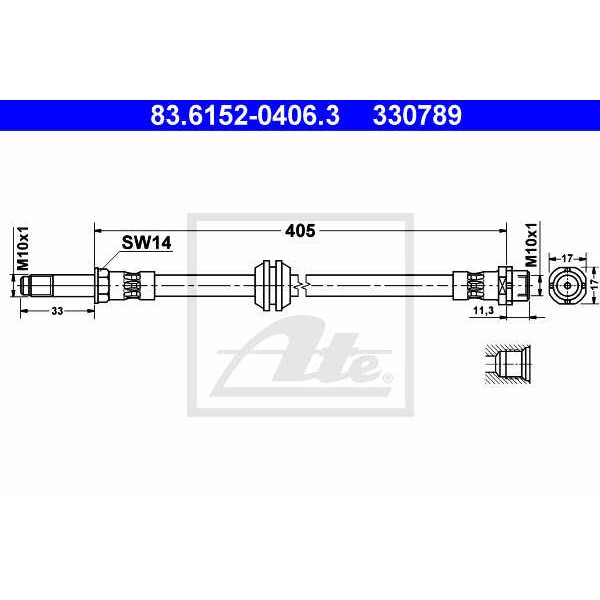 Слика на црево за кочница ATE 83.6152-0406.3 за BMW 3 Touring E46 320 d - 150 коњи дизел