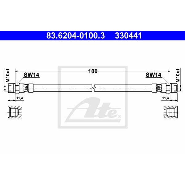 Слика на црево за кочница ATE 83.6204-0100.3 за BMW 5 Sedan E39 525 td - 116 коњи дизел