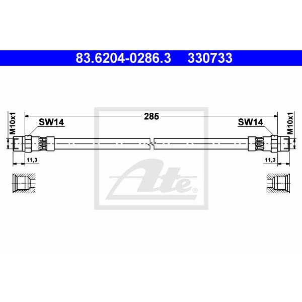 Слика на црево за кочница ATE 83.6204-0286.3 за Volvo 240 Break (P245) 2.1 - 109 коњи бензин