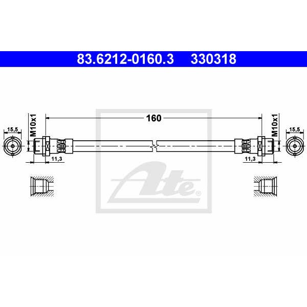 Слика на црево за кочница ATE 83.6212-0160.3 за Audi A4 Avant (8D5, B5) 2.8 quattro - 193 коњи бензин