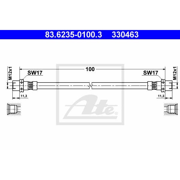 Слика на црево за кочница ATE 83.6235-0100.3 за BMW 5 Sedan E39 525 td - 116 коњи дизел