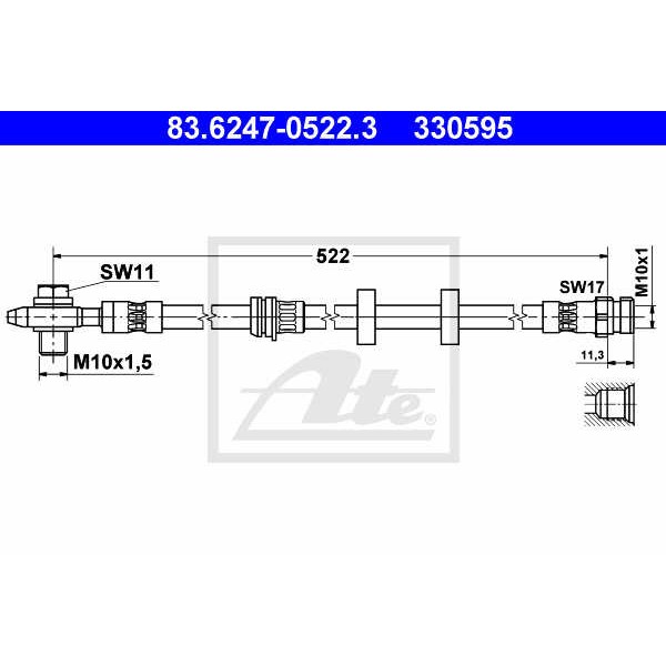 Слика на црево за кочница ATE 83.6247-0522.3 за Seat Cordoba Saloon (6L2) 1.6 - 101 коњи бензин