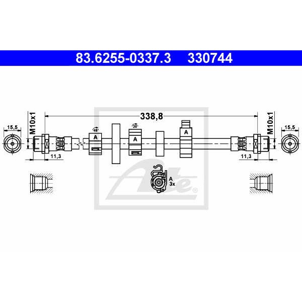 Слика на црево за кочница ATE 83.6255-0337.3 за VW Transporter T4 Bus 2.5 - 110 коњи бензин