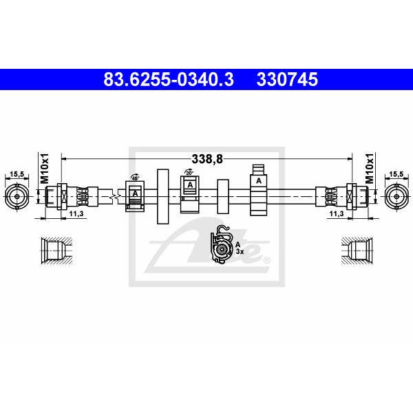 Слика на црево за кочница ATE 83.6255-0340.3 за VW Transporter T4 Bus 2.4 D Syncro - 78 коњи дизел