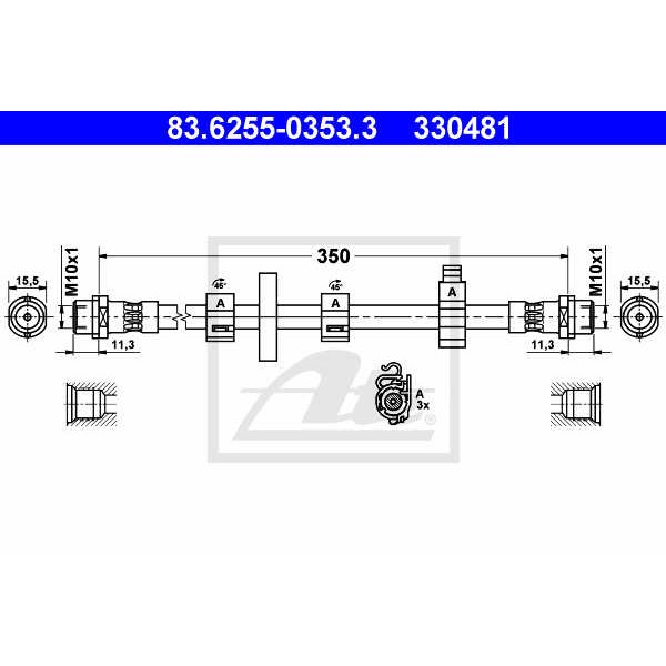 Слика на црево за кочница ATE 83.6255-0353.3 за VW Transporter T4 Box 2.5  Syncro - 115 коњи бензин