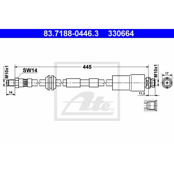 Слика на црево за кочница ATE 83.7188-0446.3 за Ford Mondeo 3 Saloon (B4Y) 2.0 16V DI / TDDi / TDCi - 90 коњи дизел