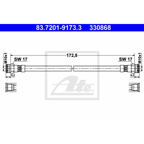 Слика на црево за кочница ATE 83.7201-9173.3 за Fiat Idea 1.3 JTD - 70 коњи дизел