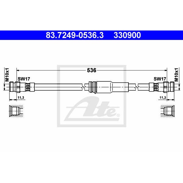 Слика на црево за кочница ATE 83.7249-0536.3 за VW Passat 6 Sedan (B6,3c2) 1.4 TSI - 122 коњи бензин