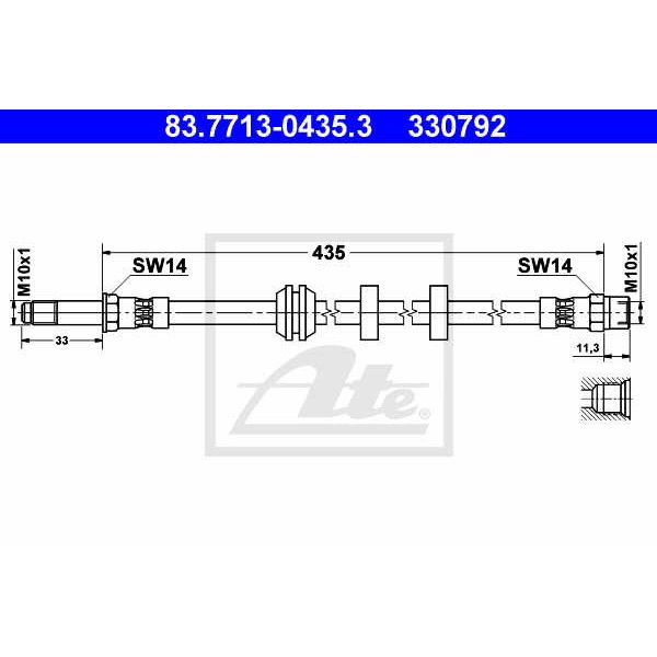 Слика на црево за кочница ATE 83.7713-0435.3 за VW Caddy 2 Box (9K9A) 1.7 SDI - 57 коњи дизел