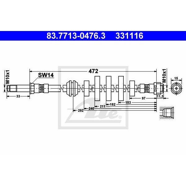 Слика на црево за кочница ATE 83.7713-0476.3 за Audi A4 Avant (8K5, B8) 2.0 TDI - 190 коњи дизел