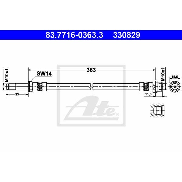 Слика на црево за кочница ATE 83.7716-0363.3 за Mercedes Sprinter 4-t Box (904) 416 CDI - 156 коњи дизел