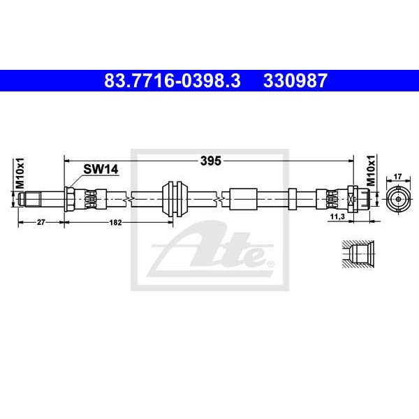 Слика на црево за кочница ATE 83.7716-0398.3 за Volvo S40 Sedan (MS) 2.4 AWD - 170 коњи бензин