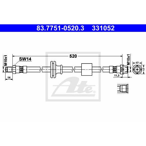 Слика на црево за кочница ATE 83.7751-0520.3 за BMW X3 E83 xDrive 20 d - 163 коњи дизел