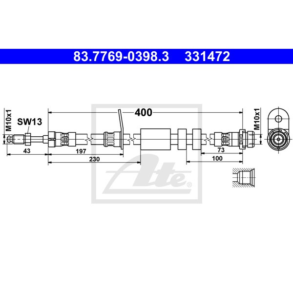 Слика на црево за кочница ATE 83.7769-0398.3 за Ford Focus 3 Hatchback 2.0 TDCi - 150 коњи дизел