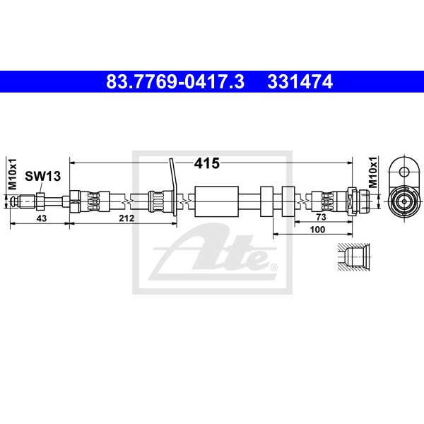 Слика на црево за кочница ATE 83.7769-0417.3 за Ford Kuga 2 (dm2) 2.0 TDCi 4x4 - 163 коњи дизел