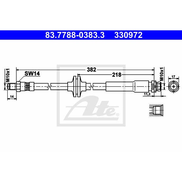 Слика на црево за кочница ATE 83.7788-0383.3 за Volvo C30 1.8 - 125 коњи бензин