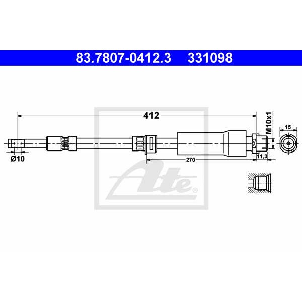 Слика на црево за кочница ATE 83.7807-0412.3 за Opel Signum 2.2 DTI - 125 коњи дизел