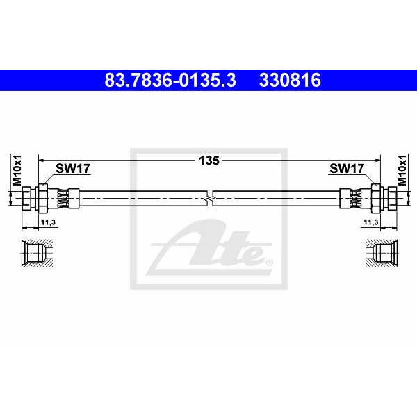 Слика на црево за кочница ATE 83.7836-0135.3 за VW Golf 3 Variant (1H5) 1.9 TD - 75 коњи дизел