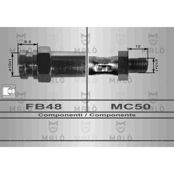 Слика на црево за кочница MALO 80045 за Mitsubishi L300 Bus (P0,P1,P2 W) 2.4  4WD (P24W, P24V) - 112 коњи бензин