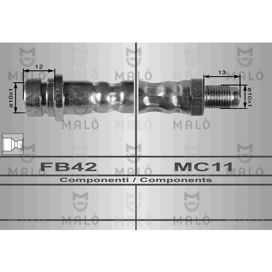 Слика на црево за кочница MALO 8011 за Mercedes C-class Saloon (w202) C 200 D (202.122) - 88 коњи дизел