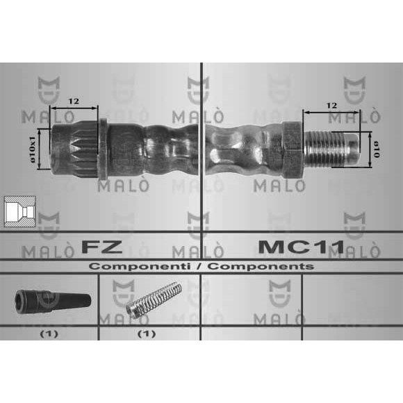 Слика на црево за кочница MALO 80206 за Nissan Interstar Platform dCi 100 - 99 коњи дизел