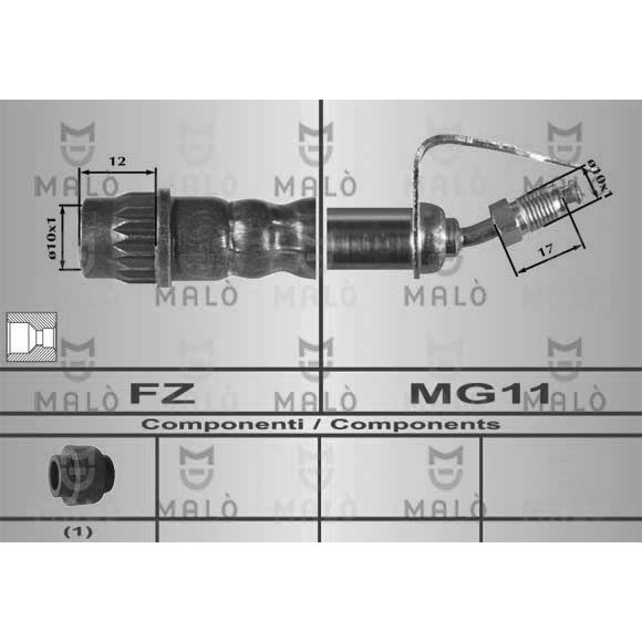 Слика на црево за кочница MALO 80385 за Nissan Interstar Box (X70) dCi 80 - 82 коњи дизел