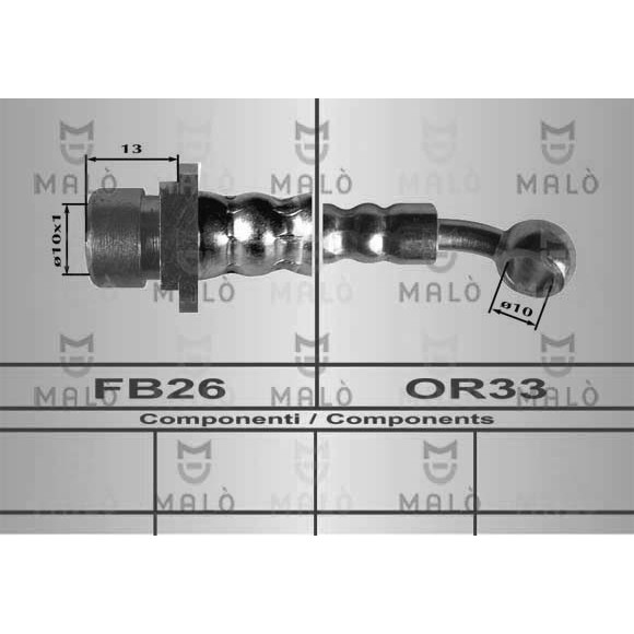 Слика на црево за кочница MALO 80627 за Honda Accord 8 (CL,CM) 2.4 Vtec E (CM5) - 160 коњи бензин