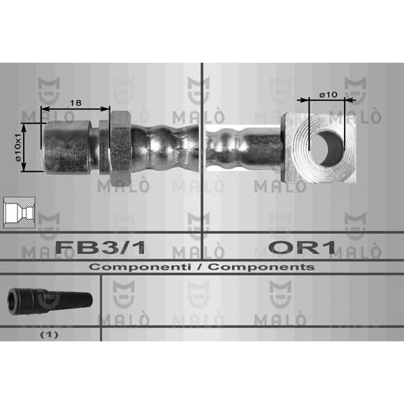 Слика на црево за кочница MALO 8545 за Opel Kadett E Box 1.7 D - 57 коњи дизел