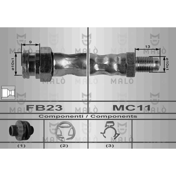 Слика на црево за кочница MALO 8553 за Fiat Brava 182 1.6 16V (182.BH) - 90 коњи бензин