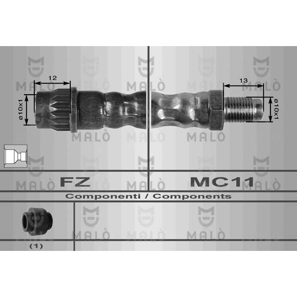 Слика на црево за кочница MALO 8633 за Renault Megane 1 (BA0-1) 1.4 16V (BA0D, BA1H, BA0W, BA10) - 95 коњи бензин